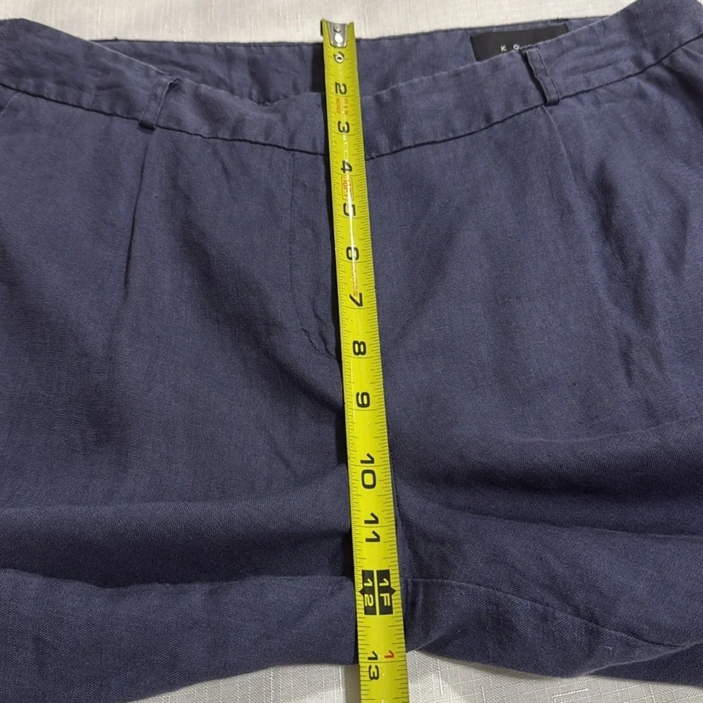(H1) Koan mid-rise grey-blue straight-leg trousers, 100% linen, women's size 46